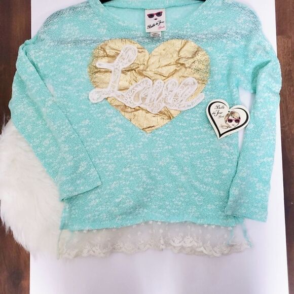 Belle Du Jour Teal Blue and Gold Girls top - Picture 1 of 5